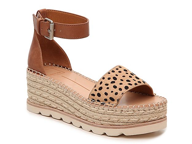 Dolce Vita Larita Espadrille Wedge Sandal - Women's - Brown/Beige Cheetah Print Leather/Calf Hair | DSW