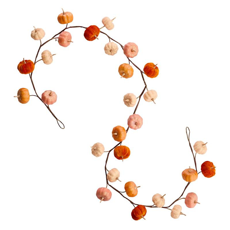 Orange Pumpkin Garland, 72", Styrofoam, sold by At Home | At Home