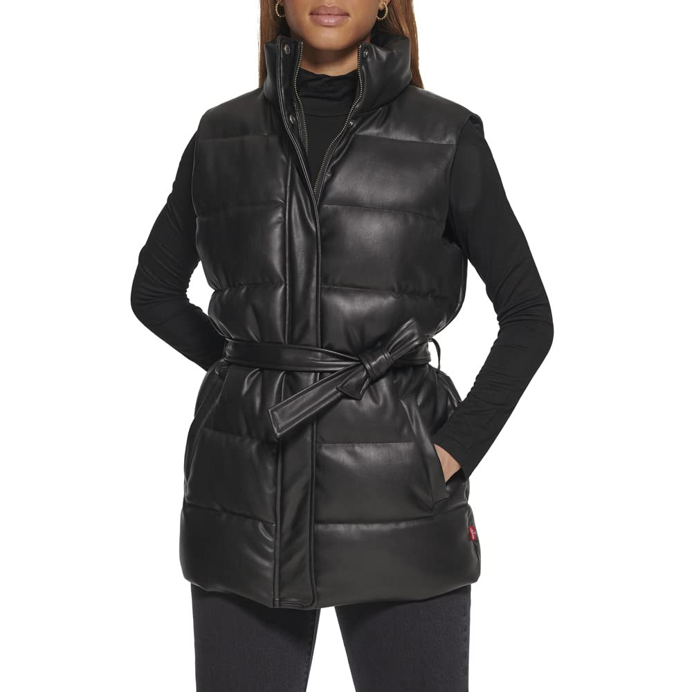 Levi's Women's Plus Size Vegan Leather Puffer Vest | Amazon (US)
