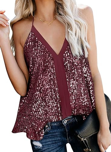 AlvaQ Women's Summer Colorblock V Neck Strappy Tank Tops Loose Casual Sleeveless Shirts Blouses S... | Amazon (US)