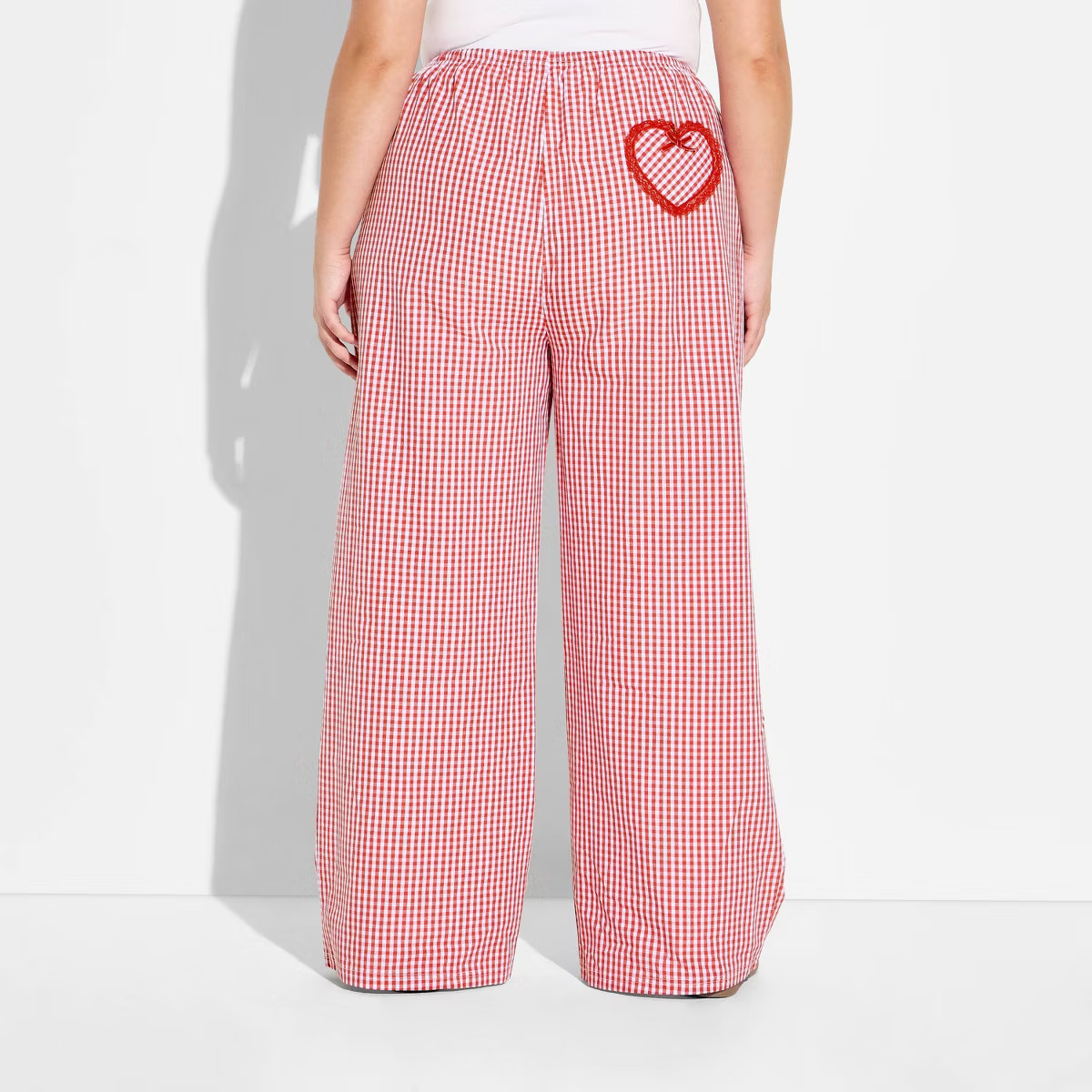 Women's Gingham Boxer Graphic Pull-On Pants - Cherry Red | Target