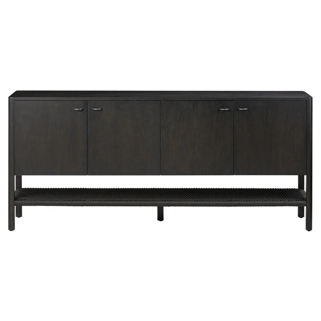 Zulu Modern Classic Smoked Black Wood Woven Sideboard | Kathy Kuo Home