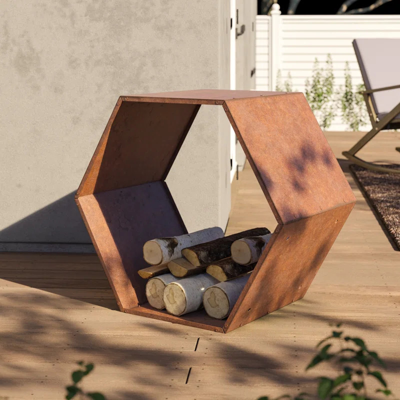 Tiverton Outdoor Honeycomb Heavy-Duty Cold-Rolled Steel Firewood Log Rack | Wayfair North America