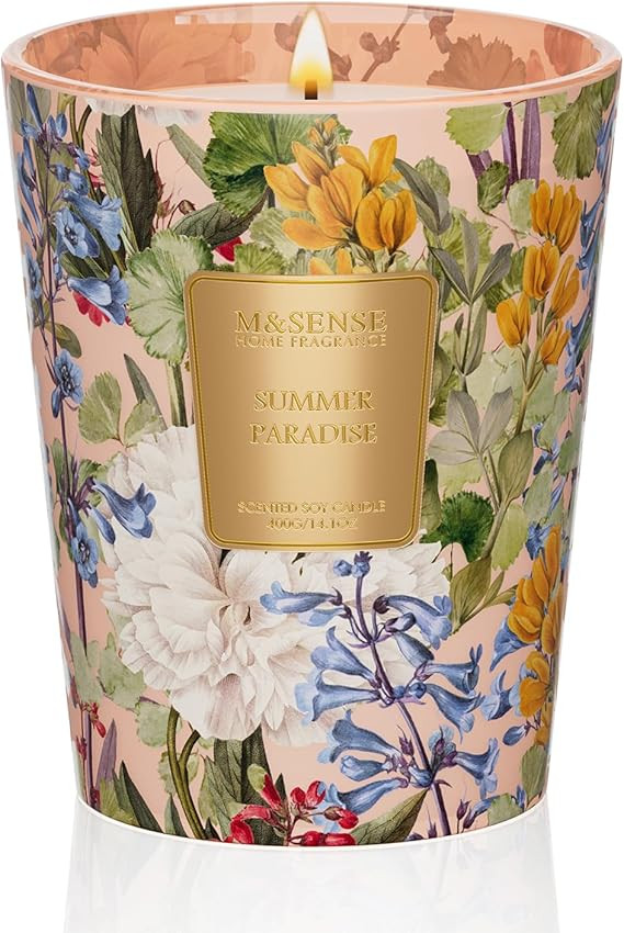 M&SENSE Citrus Water Flower Scented Candles, Soy Natural Wax Candles 14.1oz 60H Burn Time Long La... | Amazon (US)
