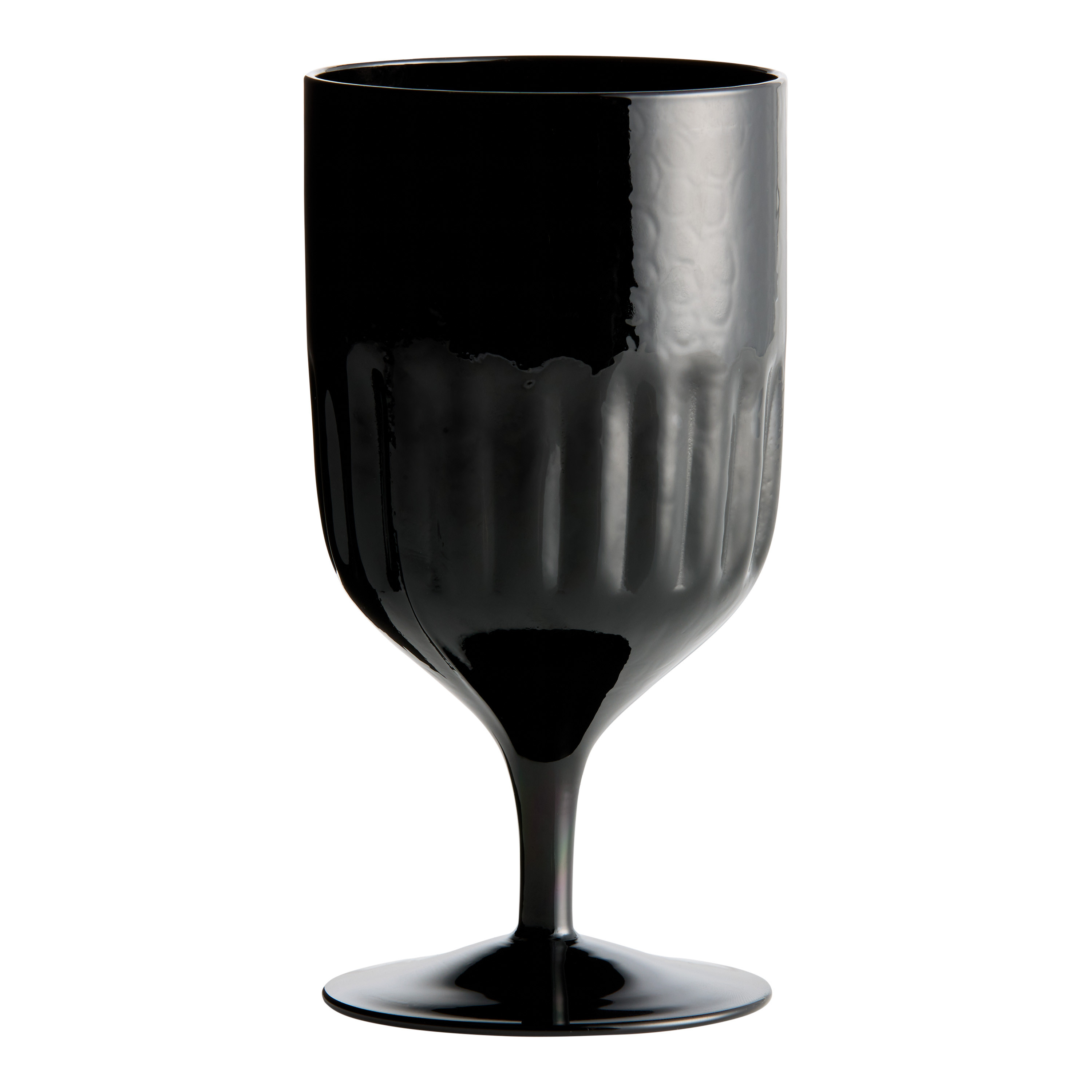 Iona Black Textured Glass Goblet | World Market