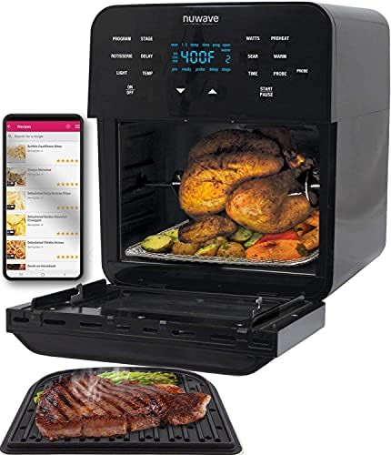 NuWave Brio 15.5-Quart Large Capacity Air Fryer Oven + Grill; Probe; 2 Stainless Steel Racks; Dri... | Amazon (US)