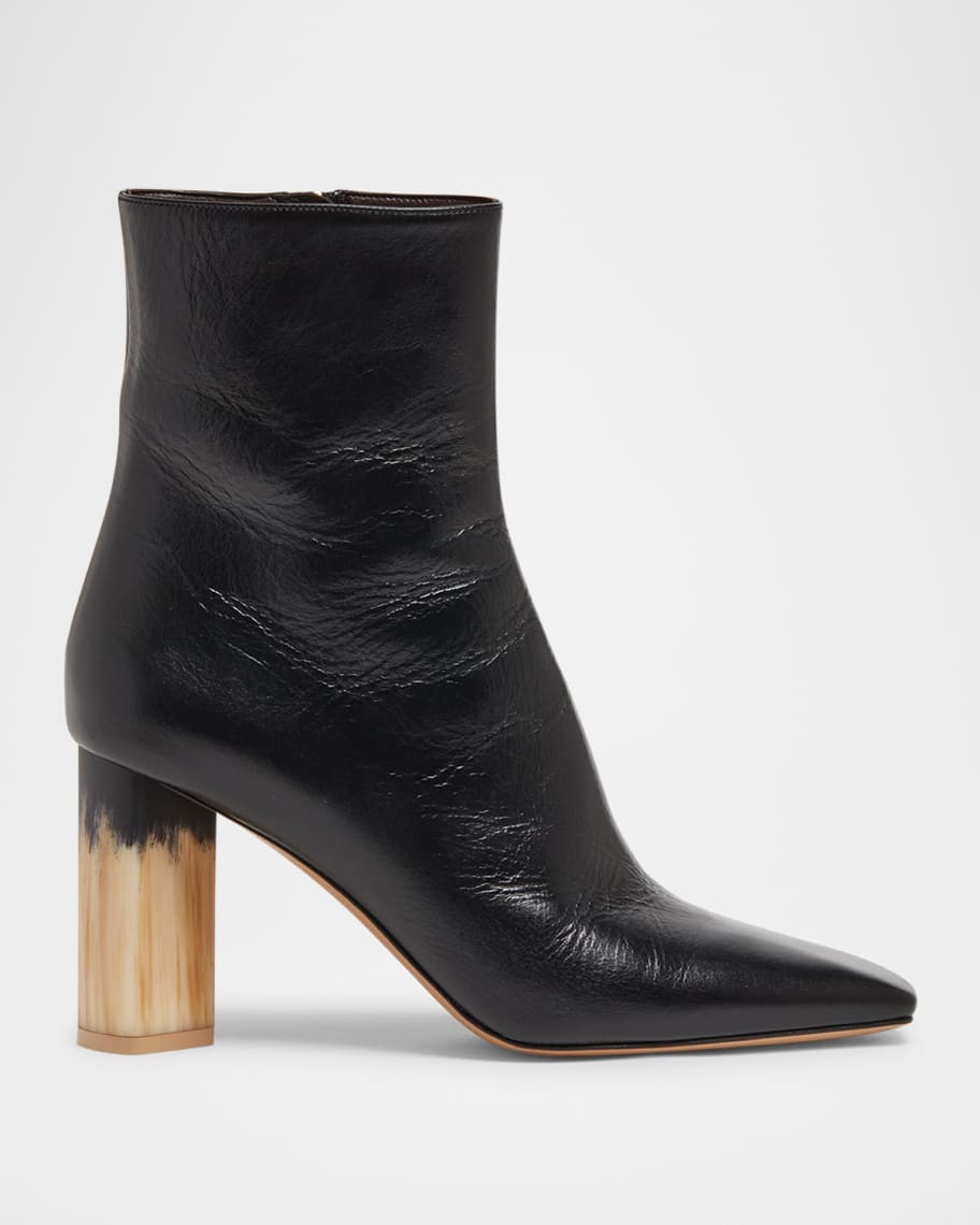 Georgia Leather Block-Heel Booties | Neiman Marcus