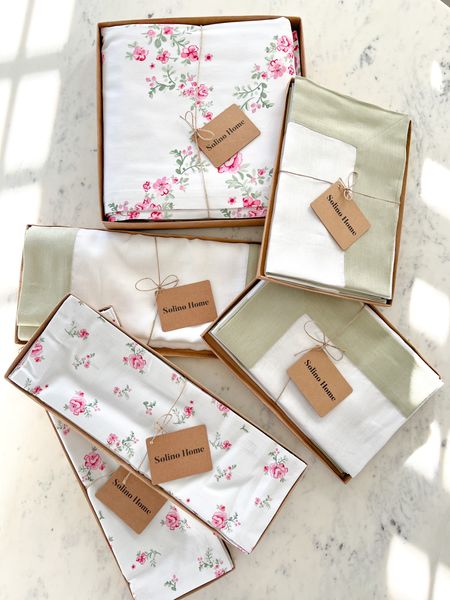 Unboxing of my Solino Home Table Linens. Love the rose trellis pattern on the tablecloth & placemats that pairs perfectly with the sage green trimmed linen napkins & table runner. Christmas table, thanksgiving table, Tablescape, dining room, dinner, seasonal, year round decor, holiday decor, feminine, fancy, floral, flowers, grandmillennial

#LTKHoliday #LTKSeasonal #LTKhome