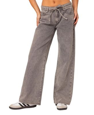 Edikted Tie Waist Washed Low Rise Jeans  | Bloomingdale's Women | Bloomingdale's (US)