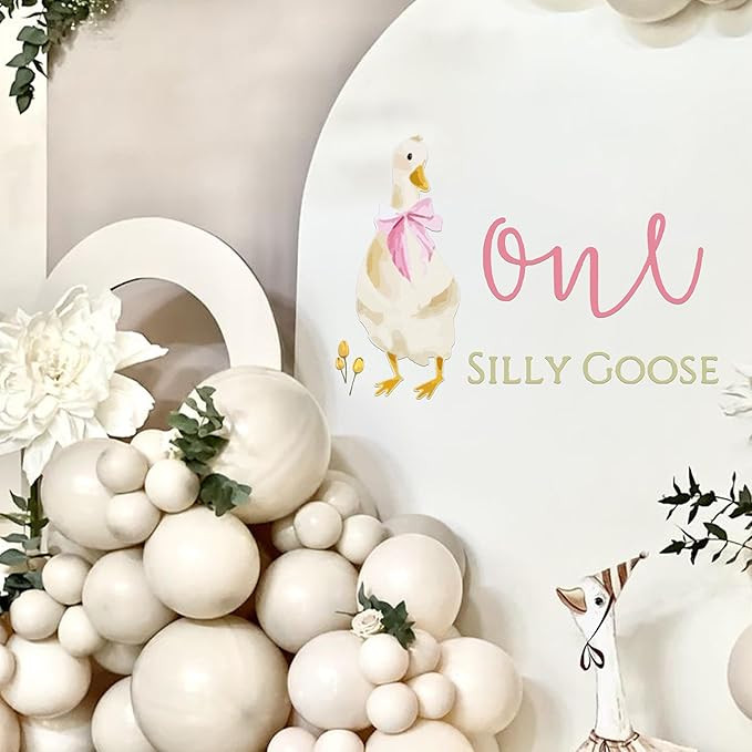 Caption One Silly Goose Decal - Goose Theme 1st Birthday Decoration for Girls, Pink Bow Goose Bir... | Amazon (US)