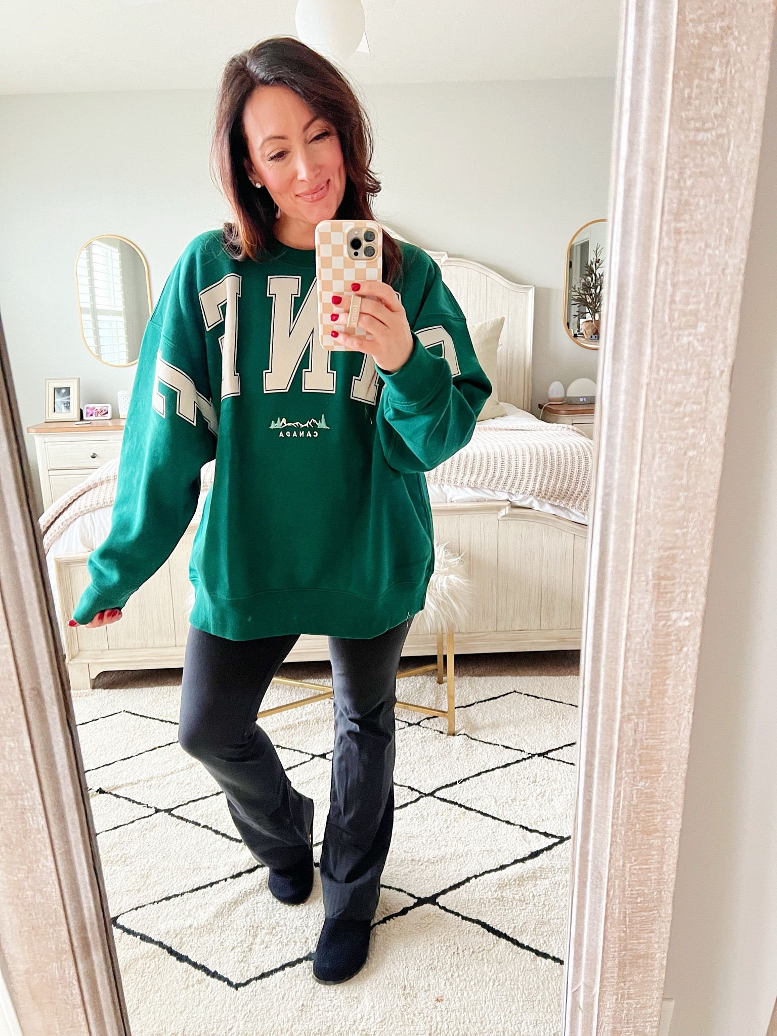 • size XL sweatshirt for oversized fit 
• size medium leggings 
• clogs true to size 

#LTKCyberWeek #LTKSeasonal #LTKSaleAlert