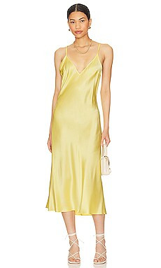 DANNIJO Deep V Multi Strap Midi Slip Dress in Limoncello from Revolve.com | Revolve Clothing (Global)