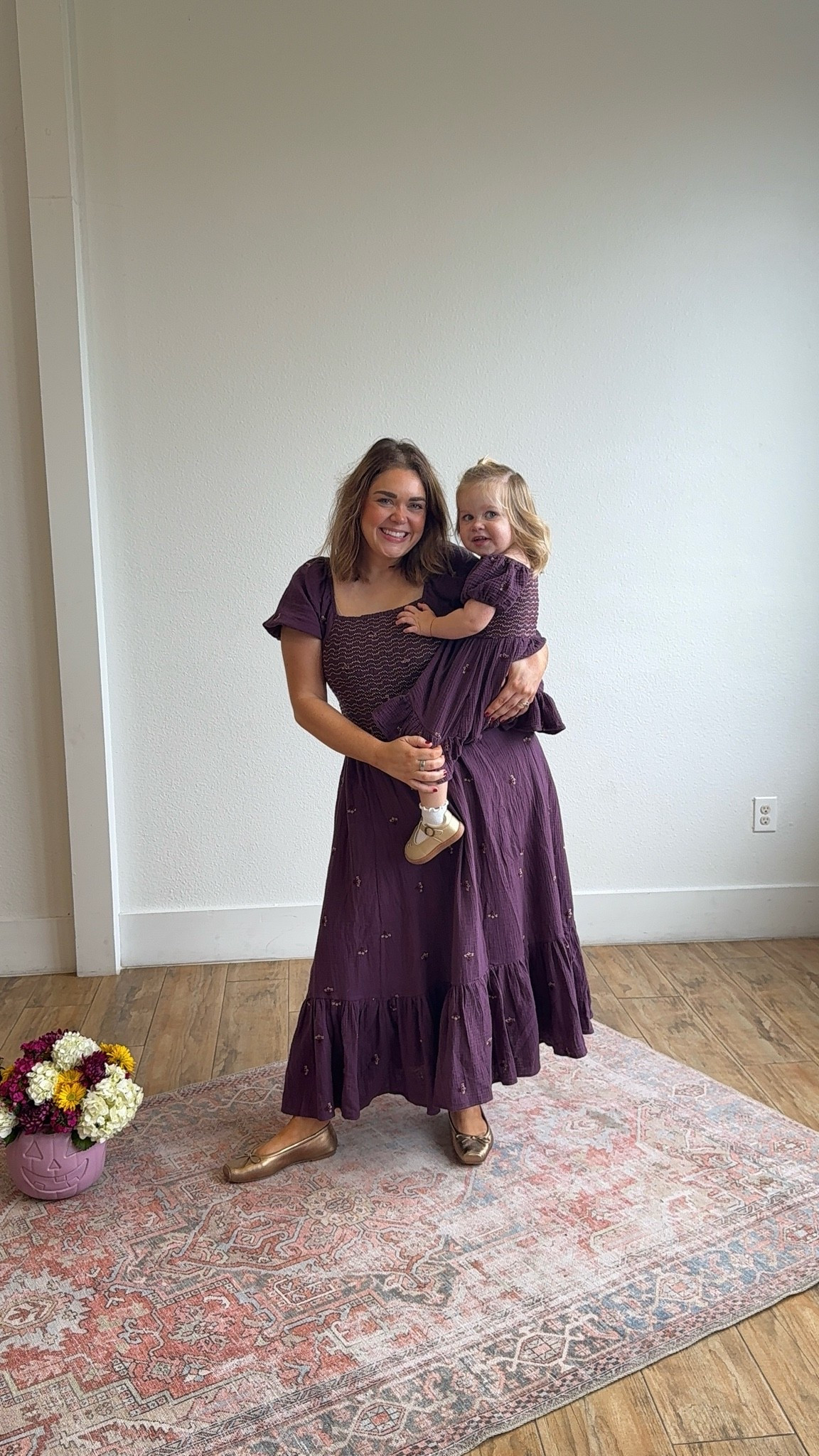 Matching mommy and me dresses. My ballet flats are half off too!! I’m wearing xl and Margot is in 2t