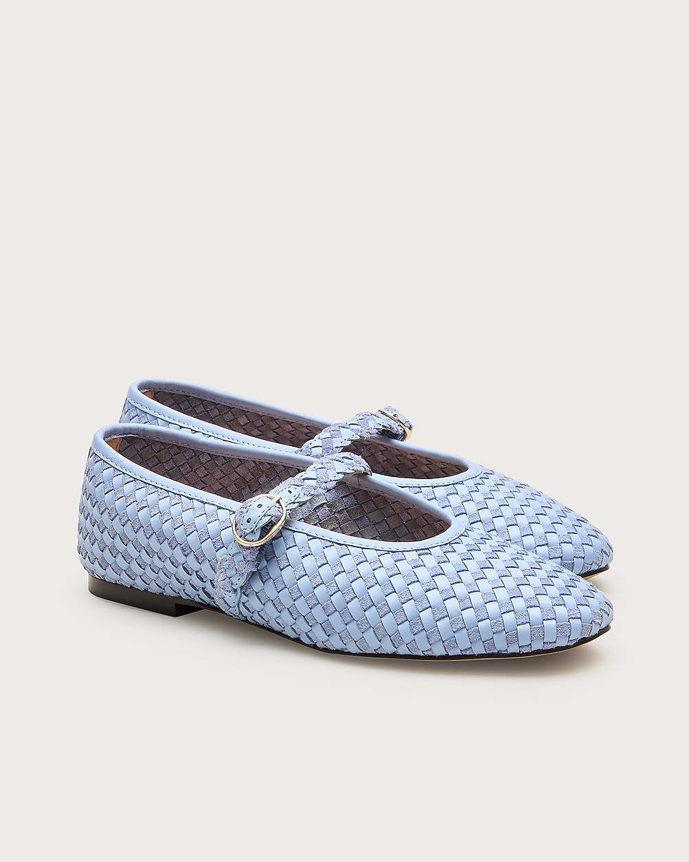 Mary Jane ballet flats in woven leather and suede | J. Crew US