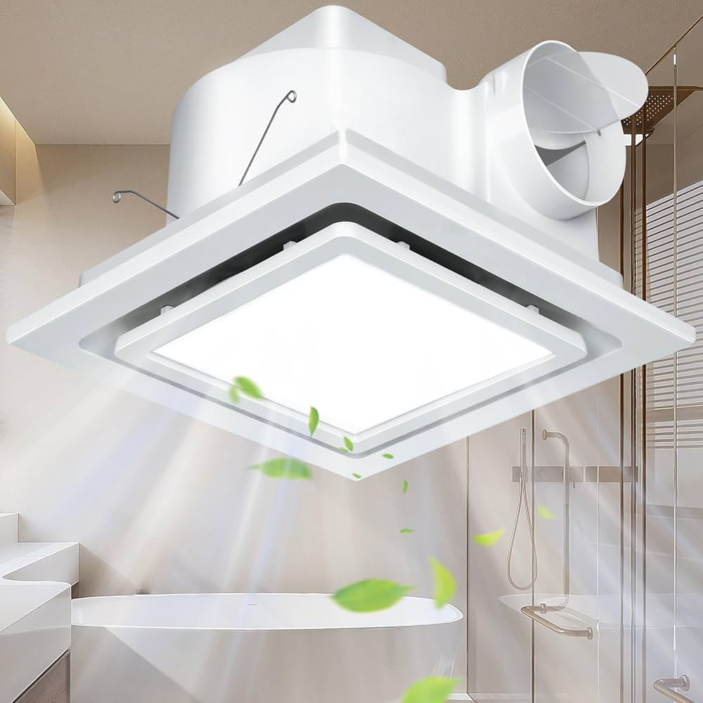 Bathroom Exhaust Fan with Light 12IN, Bathroom Fan with 12W 6000K LED Light Combo, 141CFM 1.0Sone... | Amazon (US)