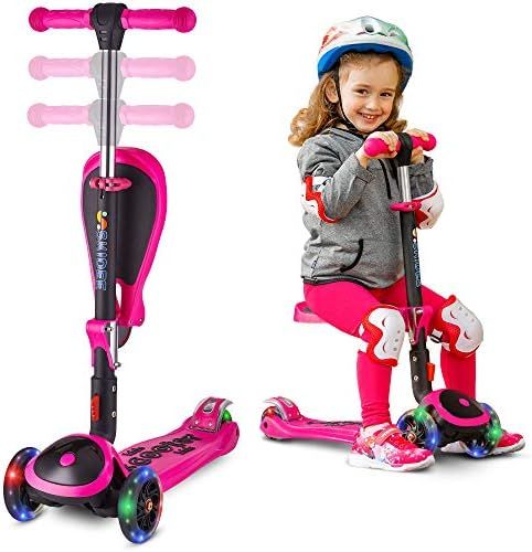 SKIDEE Kick Scooters for Kids 2-12 Years Old - Foldable Scooter with Removable Seat, 3 LED Light ... | Amazon (US)