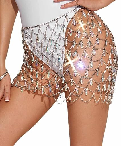 Fstrend Rhinestone Body Chains Skirts Crystal Hip Belly Chain Nightclub Waist Belts Beach Afro St... | Amazon (US)