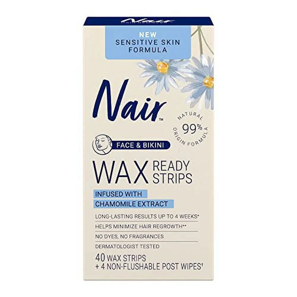 Nair Sensitive Ready Wax Strips, Face & Bikini, 40 ct | Walmart (US)