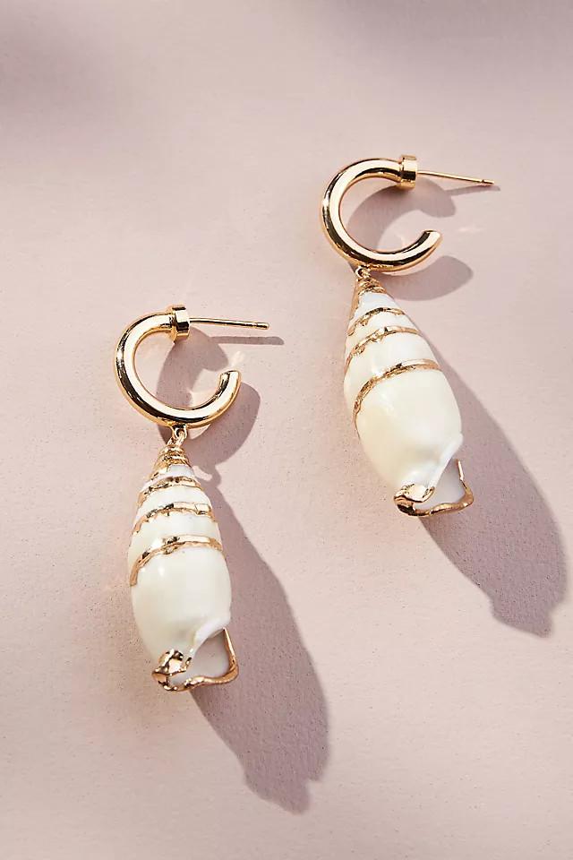 Seashell Drop Hoop Earrings | Anthropologie (US)