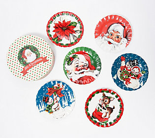 Mr. Christmas Set of (6) 8"" Ceramic Dessert Plates | QVC