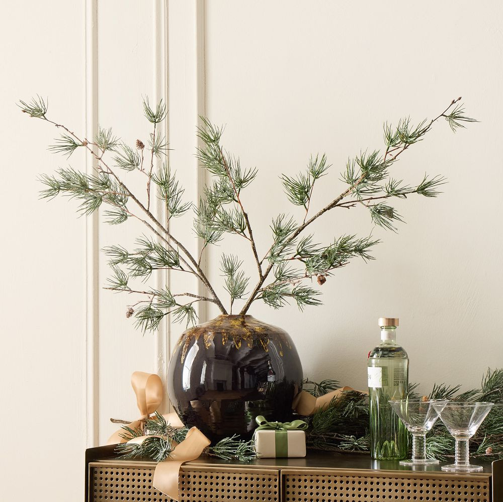 Faux Frosted Pine Cone Branch | West Elm (US)