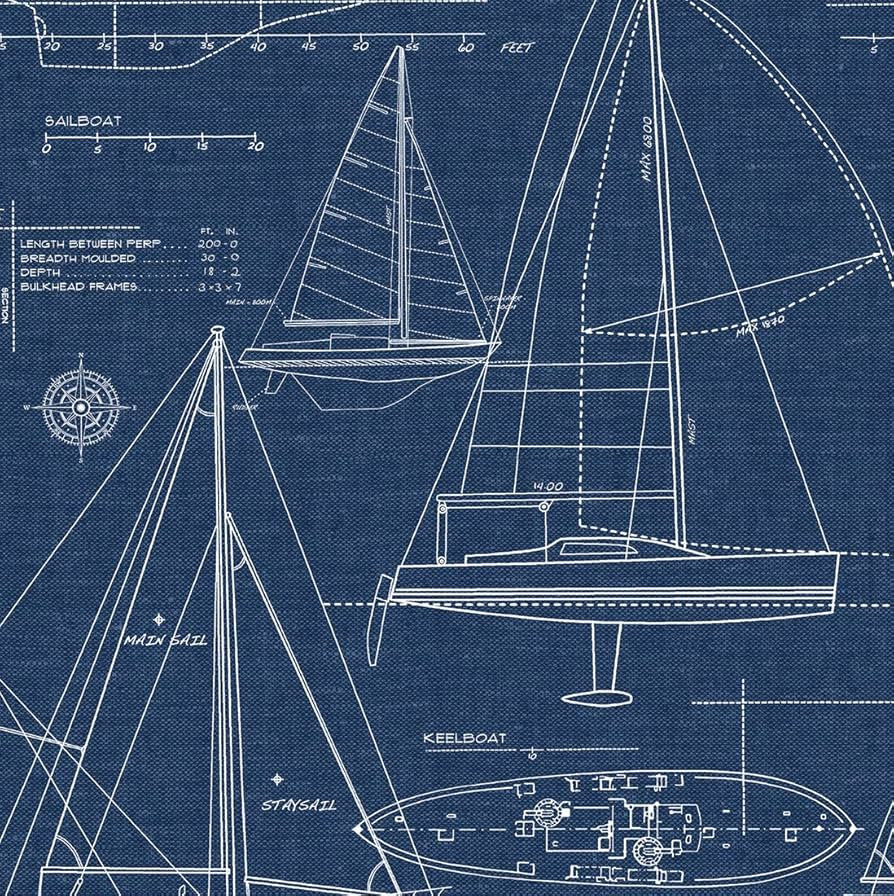 NextWall Yacht Club Coastal Peel and Stick Wallpaper (Navy Blue) | Amazon (US)