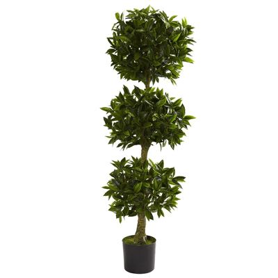 5' Triple Bay Leaf Topiary UV Resistant (Indoor/Outdoor) | Nearly Natural