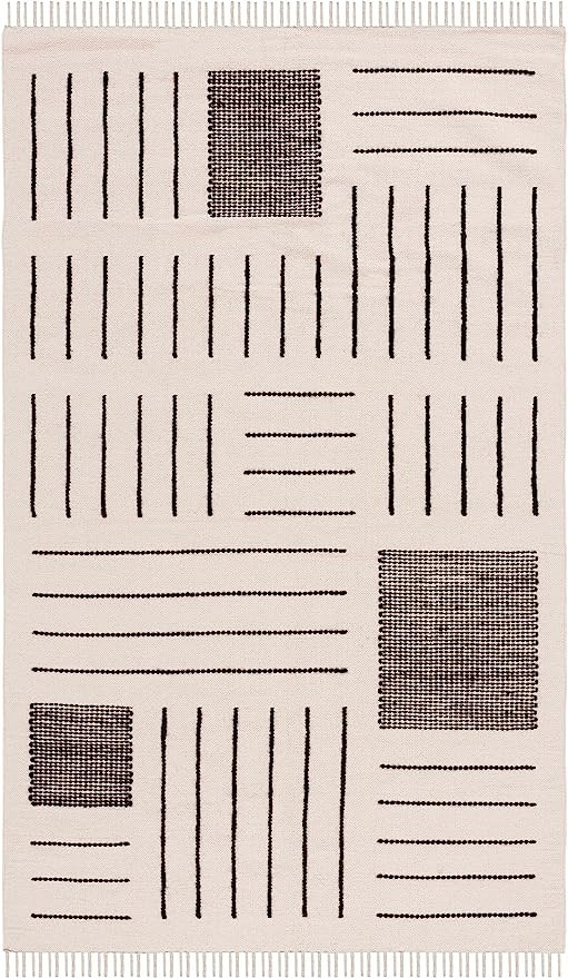 Safavieh Kilim Collection 5' x 8' Ivory/Black KLM326A Handmade Modern Contemporary Boho Fringe Co... | Amazon (US)