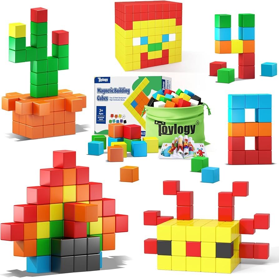 48PCS Magnetic Blocks for Toddlers Toys, Large Magnetic Cube Toys for Sensory STEM Education Pres... | Amazon (US)