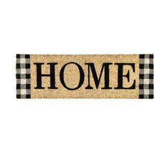 Evergreen HOME Plaid Kensington Indoor Outdoor Coir Interchangeable Doormat 9.25 x 28 Beige | Target