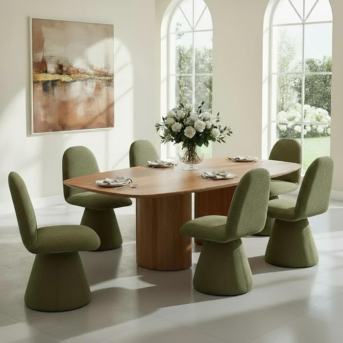 DUOMAY Swivel Dining Chairs Set of 6, Mid Century Modern High Back Chenille Upholstered Dining Ro... | Amazon (US)