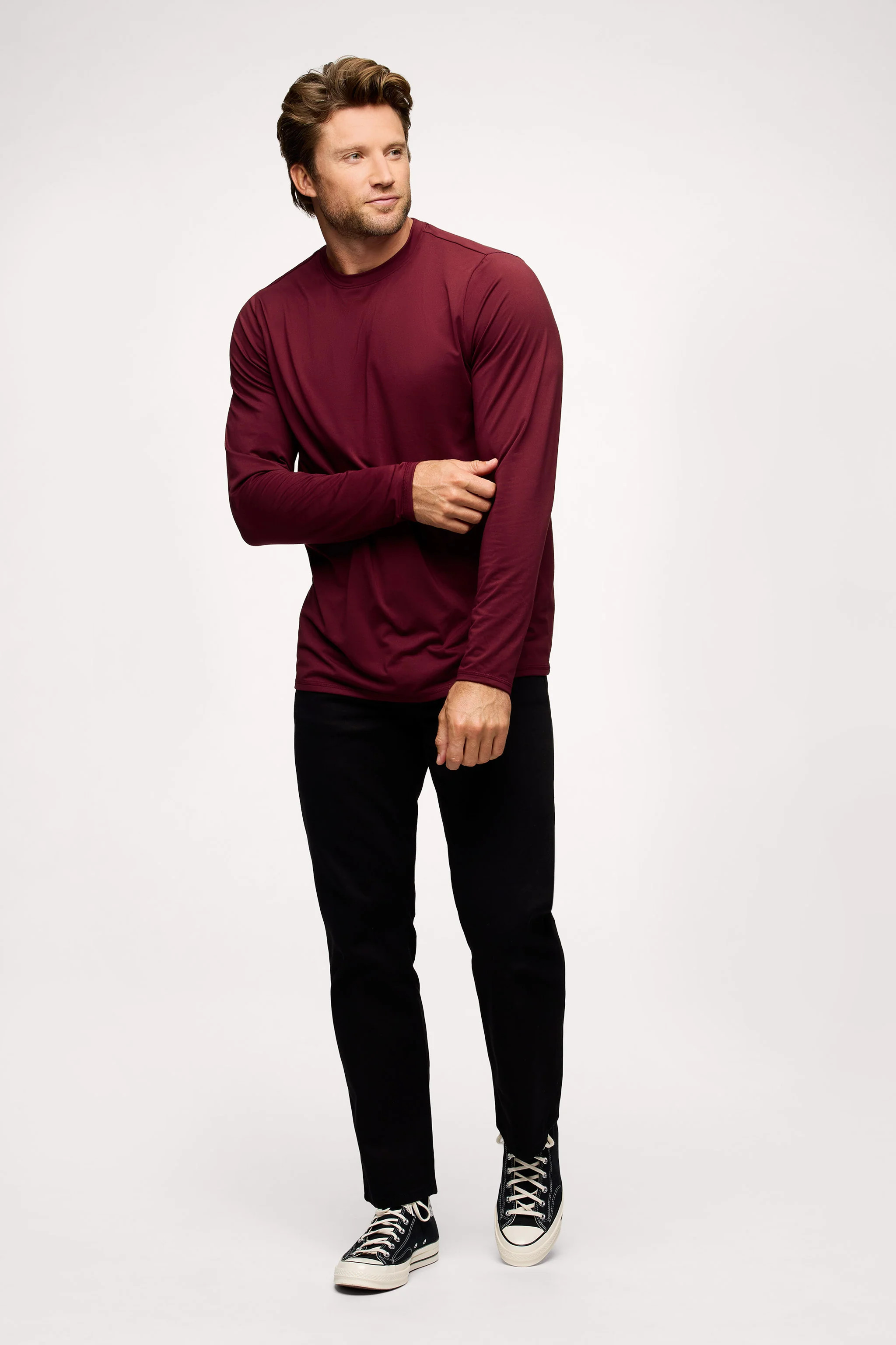Men's Long Sleeve Movement Tee | Ruby | Nuuds US
