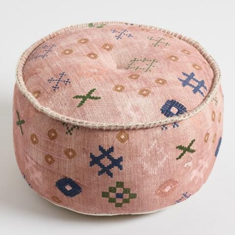 Blush Abstract Symbols Pouf | World Market