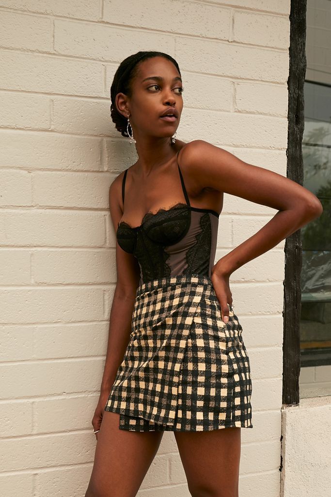 Motel Checkered Wrap Mini Skirt | Urban Outfitters (US and RoW)
