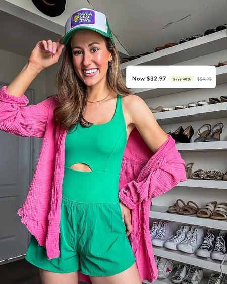 Aerie oversized button down - 40% off! 

Summer outfit // swimsuit cover up // aerie on sale // trucker hat // beaded choker necklace // athletic romper // Amazon fashion 

#LTKSaleAlert #LTKSeasonal #LTKFitness