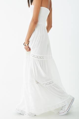 Strapless Smocked Crochet-Trim Dress | Forever 21 (US)