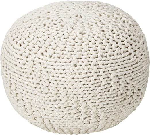 Christopher Knight Home Hazel Indoor / Outdoor Fabric Weave Pouf, Ivory | Amazon (US)