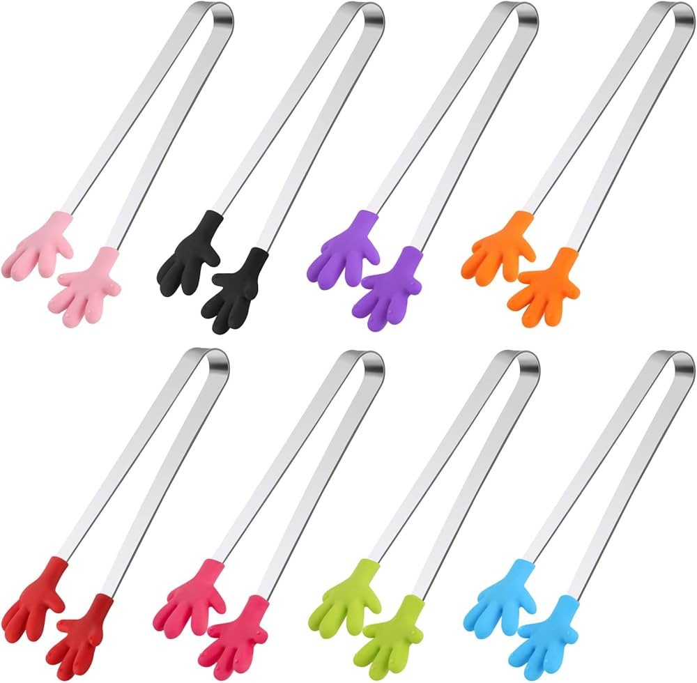 Shindel Silicone Mini Tongs, 8pcs 5-inch Kids Tongs ，Colourful Small Food Tongs for Serving Foo... | Amazon (US)