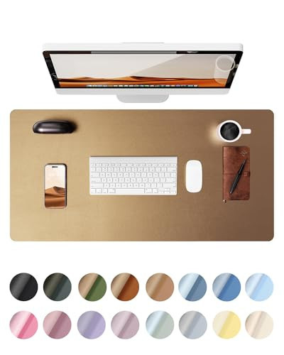 YSAGi Leather Desk Protector, Office Mat, Large Mouse Mat, Non-Slip PU Leather Blotter, Laptop Pad, Waterproof Writing Pad for Office and Home (Bronze, 31.5" x 15.8") | Amazon (US)