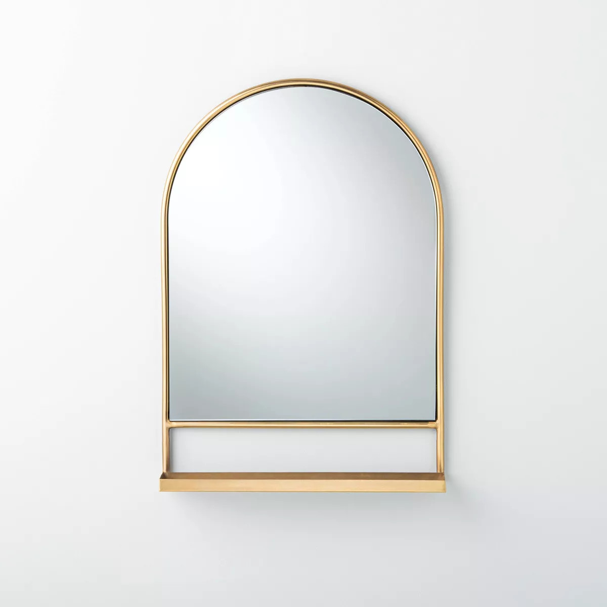 Arched 18"x26" Metal Frame Wall Mirror with Shelf Brass Finish - Hearth & Hand™ with Magnolia | Target
