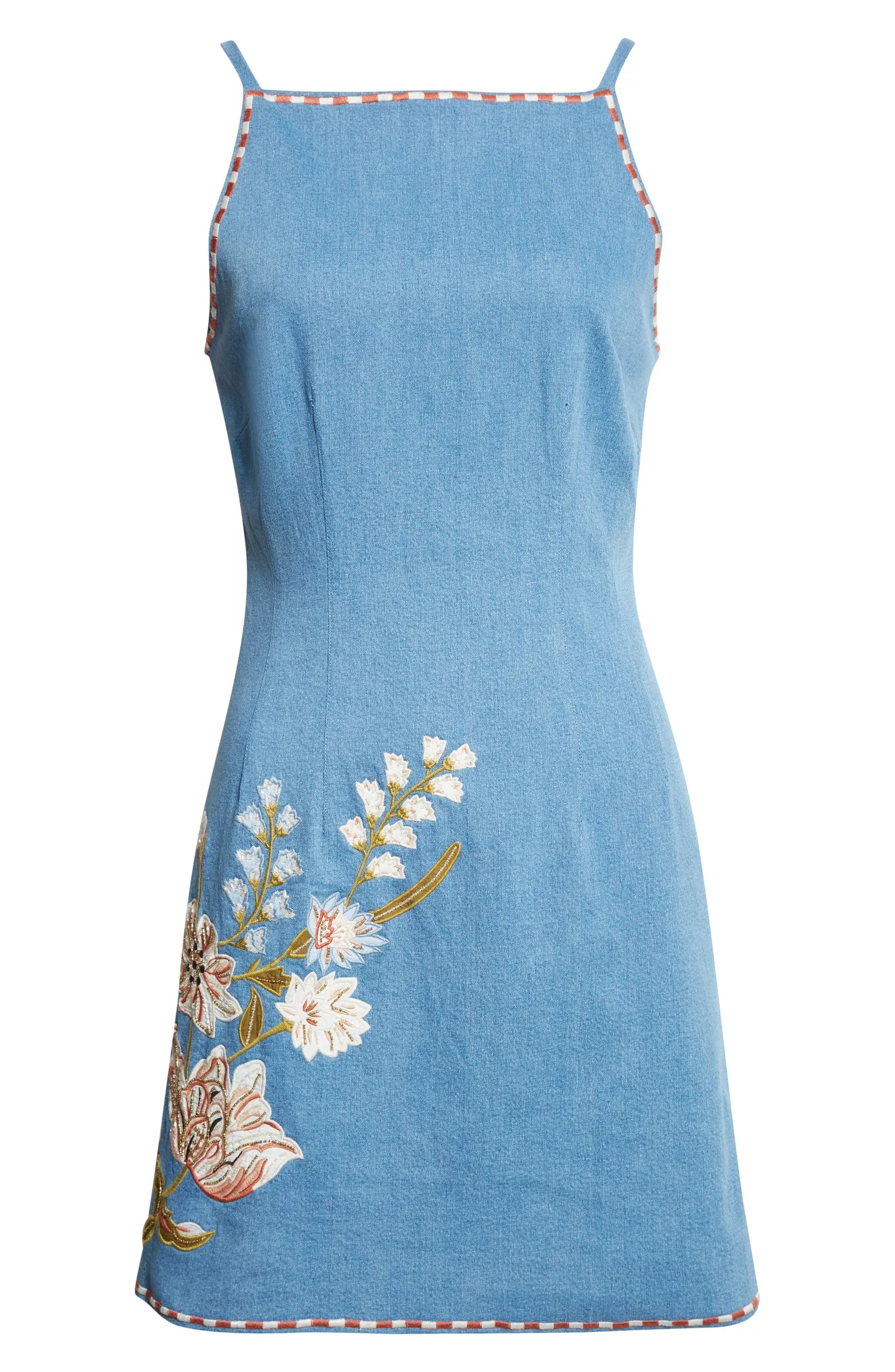 Chester Floral Embroidered Denim Minidress | Nordstrom