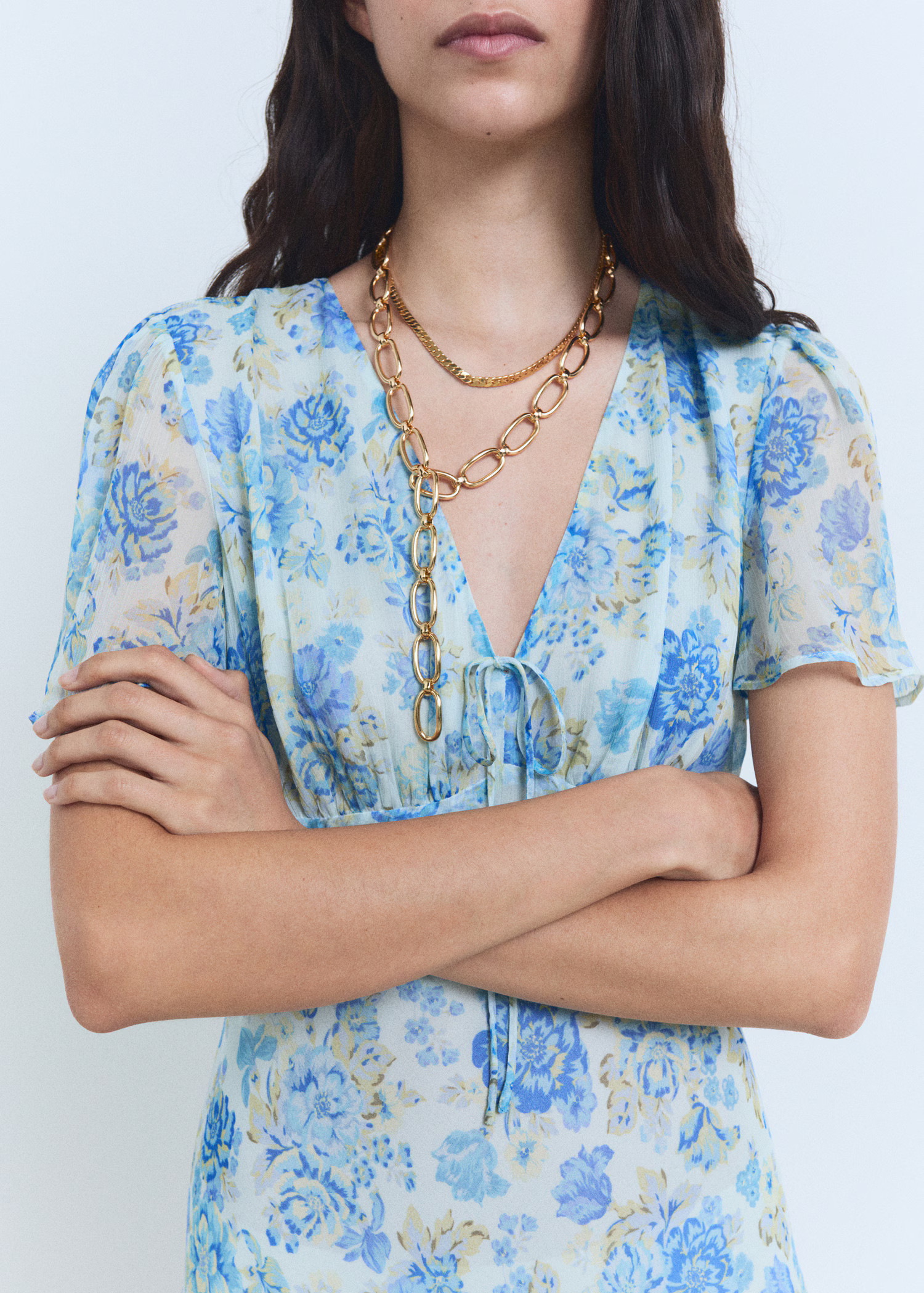 Long floral dress with short sleeves - Women | MANGO USA | Mango (US/MX/AU)