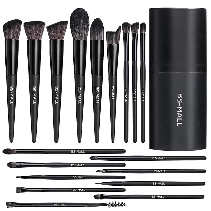 BS-MALL Makeup Brush Set 18 Pcs Premium Synthetic Foundation Powder Concealers Eye shadows Blush ... | Amazon (US)