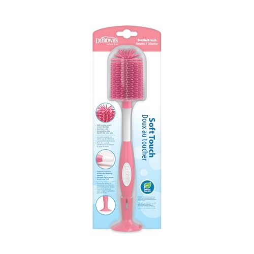 Dr. Brown's Soft Touch No Scratch Baby Bottle Cleaning Brush Nipple Cleaner with Stand and Storage Clip, BPA Free, Pink 1-Pack | Amazon (US)