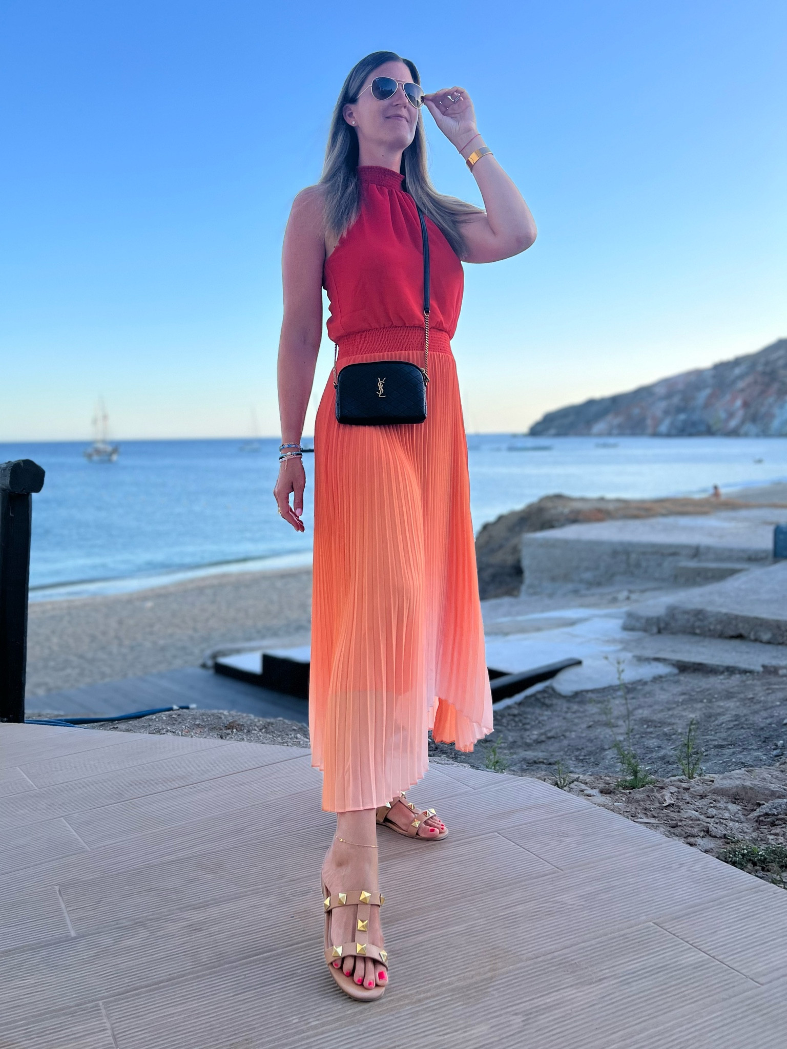 Debuted this stunner of a dress on our last night in Greece and it was perfection. Loved it with a dressy flat sandal. It’s 30% off + available in sizes 00-18! 

Runs TTS. Wearing a size 6.

Also, rocking my current ‘it’ bag. Perfect size for your essentials. Comfortably fits my phone, card case, lip and key. 👌🏼

#LTKSummerSales #LTKSaleAlert #LTKItBag