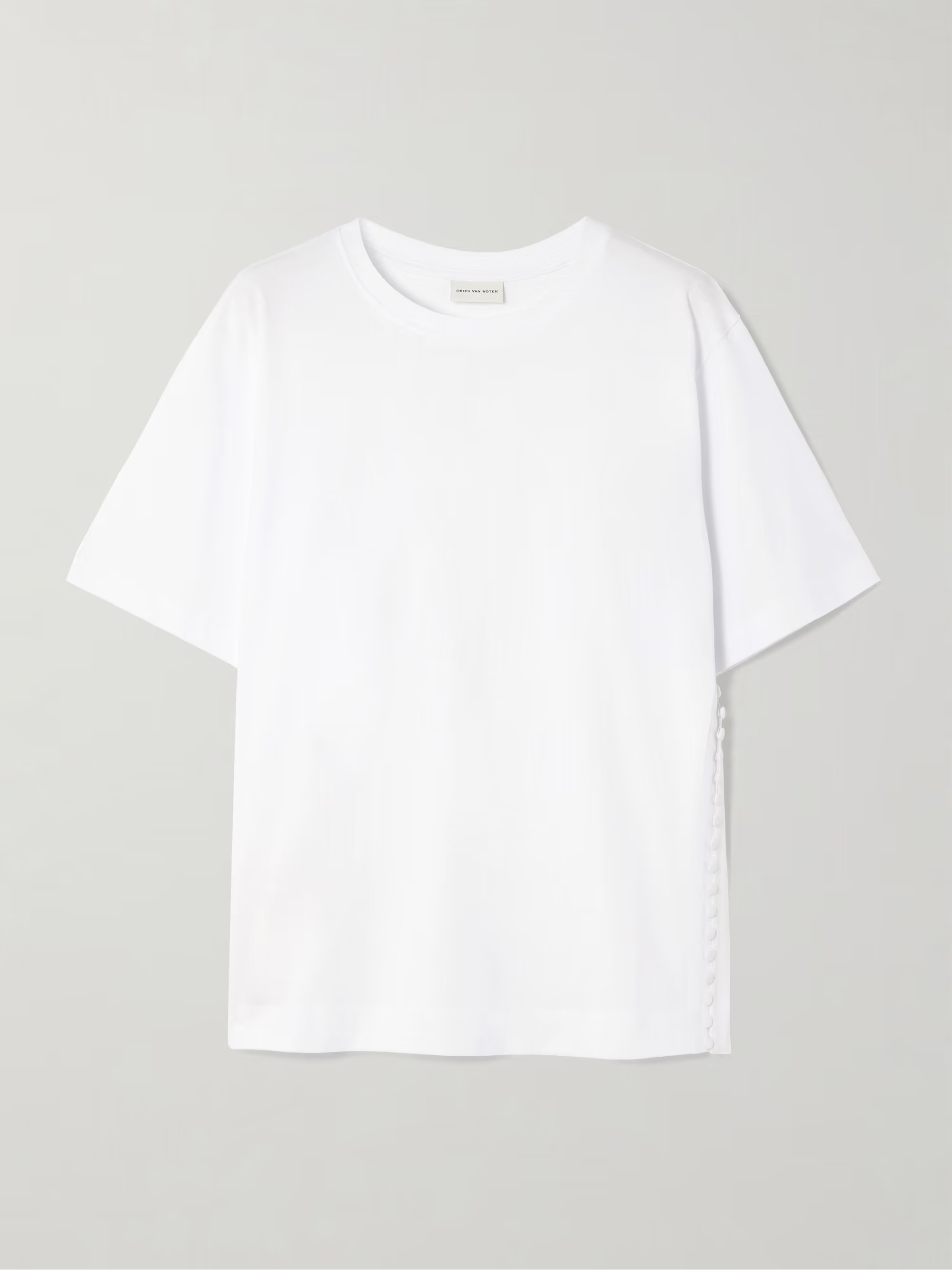 Button-detailed cotton-jersey T-shirt | NET-A-PORTER (US)