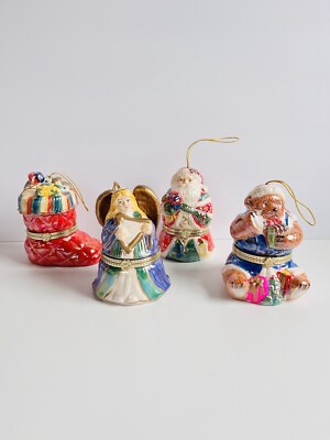 Mr. Christmas Music Box Motion Hinged Trinket Ornaments Set of 4 Vintage | eBay US
