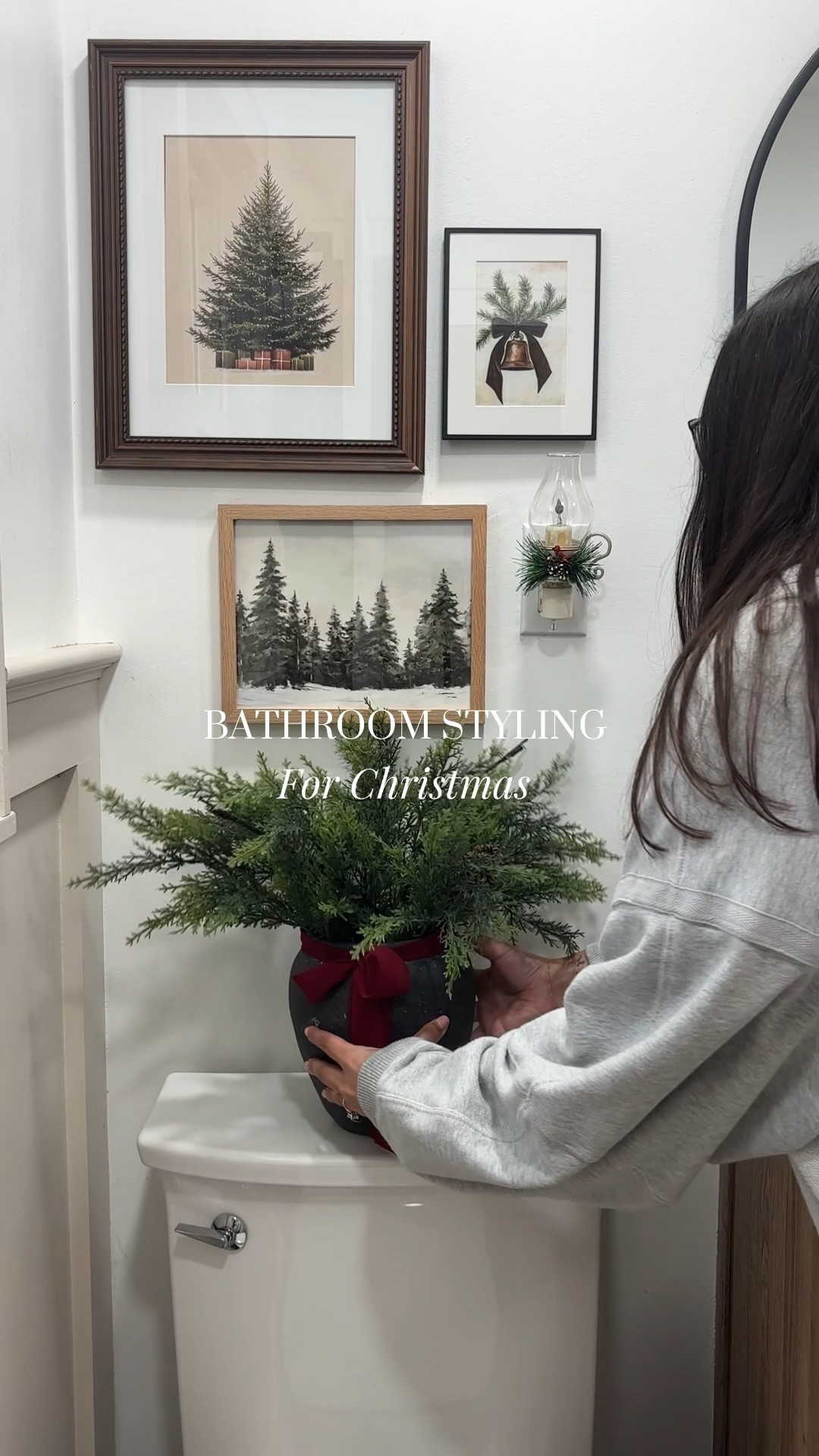 4 easy swaps to style your bathroom for Christmas🤍
1. Kept the vase, switched to winter greenery
2. Swapped in Christmas Etsy prints, kept my frames
3. Christmas touches on the sink
4. A christmas themed shower curtain to tie it all in

I keep it simple, just small seasonal switches so it feels festive without overspending 🎄🔔


Neutral home, small bathroom, small bathroom inspo, Christmas bathroom, Etsy prints, winter greenery, holiday decor, shower curtain, cozy Christmas, budget friendly decor

#LTKHome #LTKFindsUnder50 #LTKHoliday