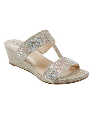 Bandolino Women's Iluvit Embellished T-Strap Wedge Sandals - Macy's | Macy's