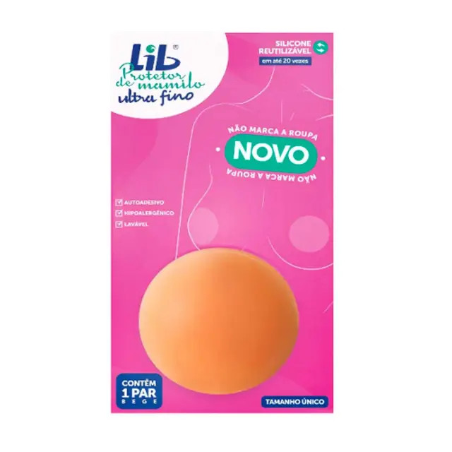 Protetor de Mamilo Ultra Fino Reutilizável Lib 1 Par Bege | DrogaRaia (BR)